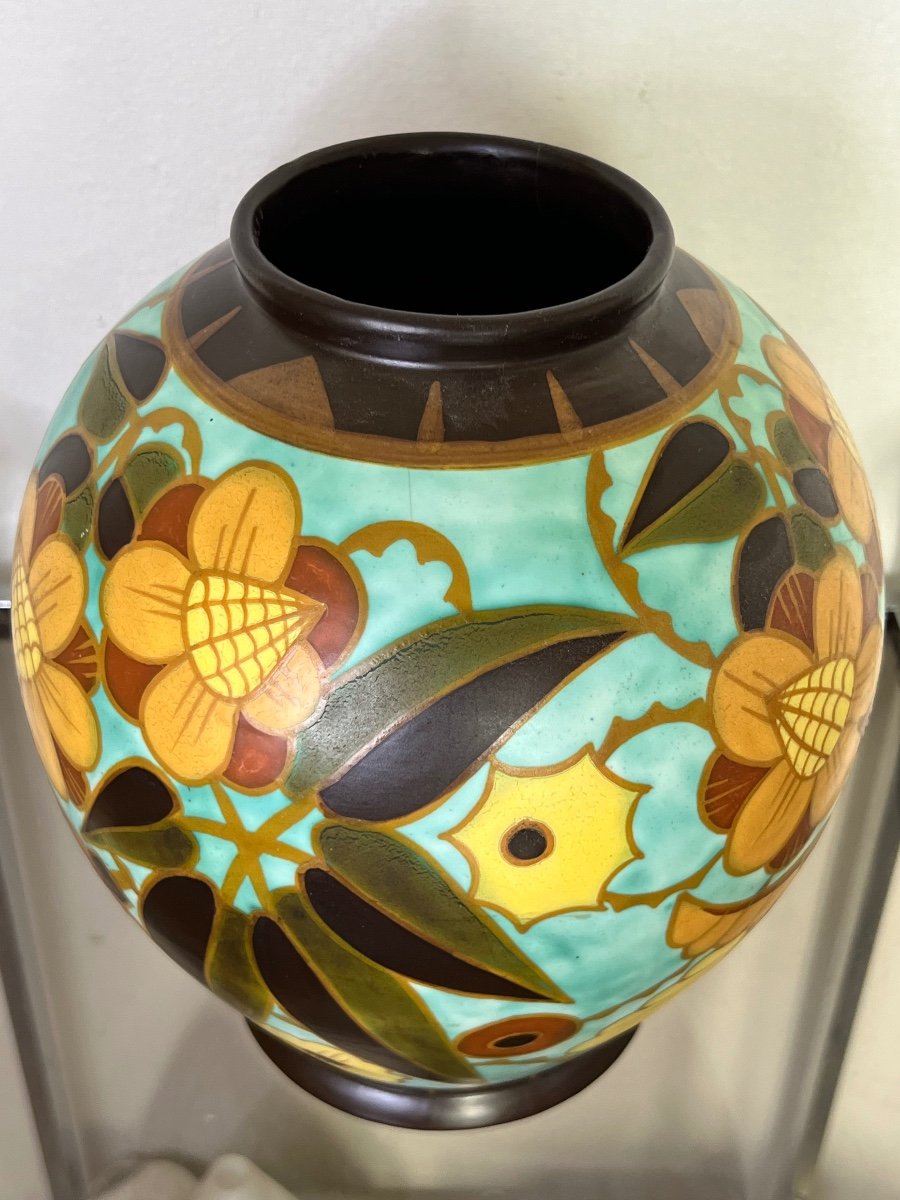 Superbe Vase Boch Keramis Catteau Art Deco Faience-photo-1