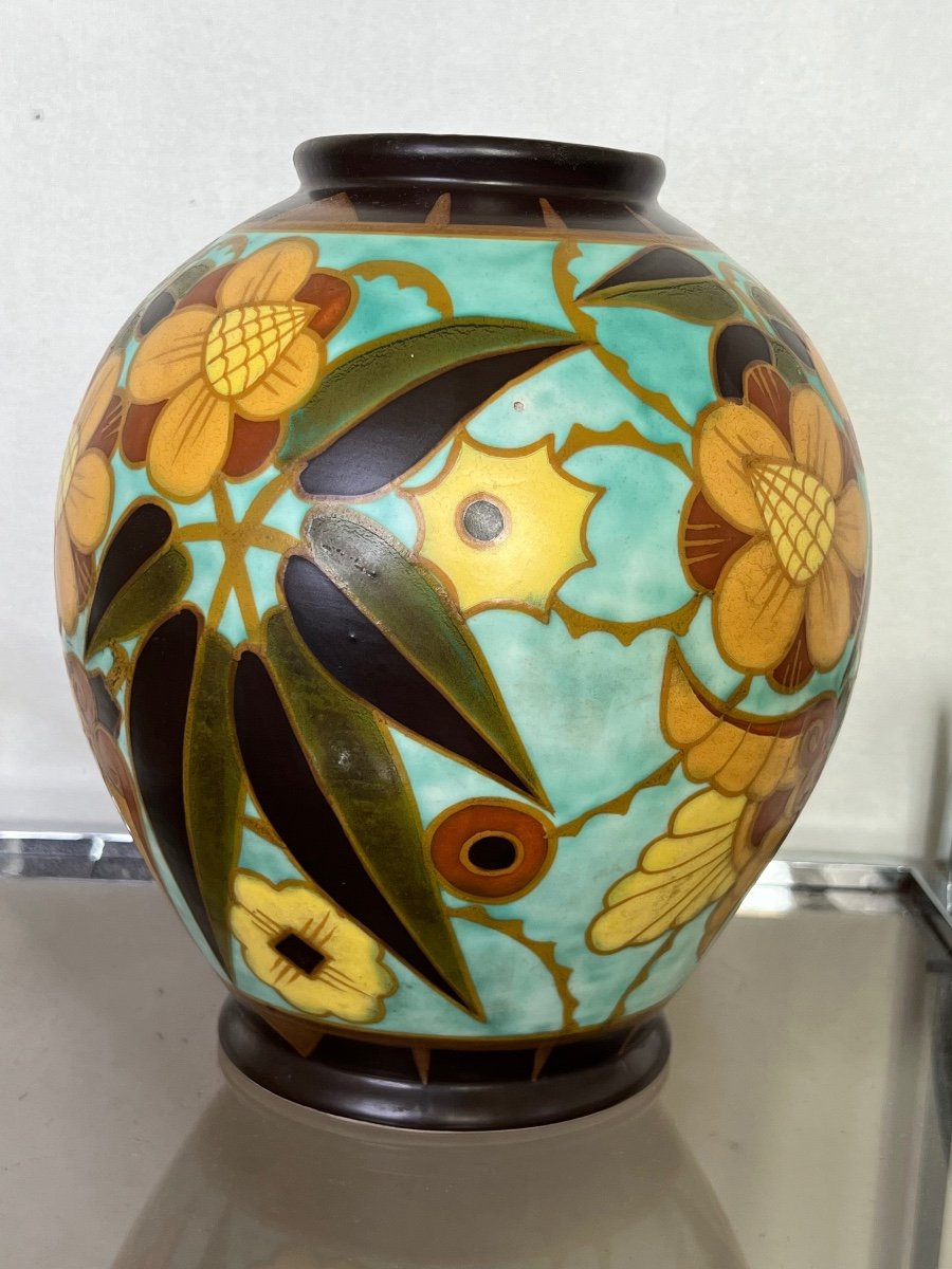 Superbe Vase Boch Keramis Catteau Art Deco Faience