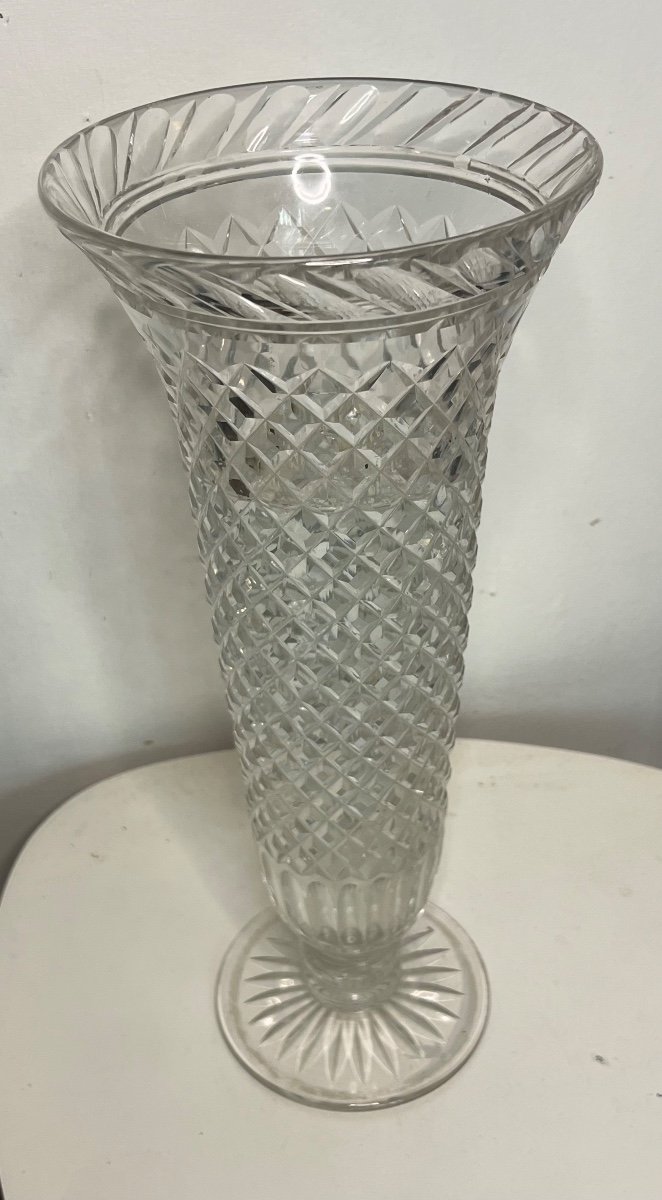 Tres Grand Vase En Cristal 50 Cm