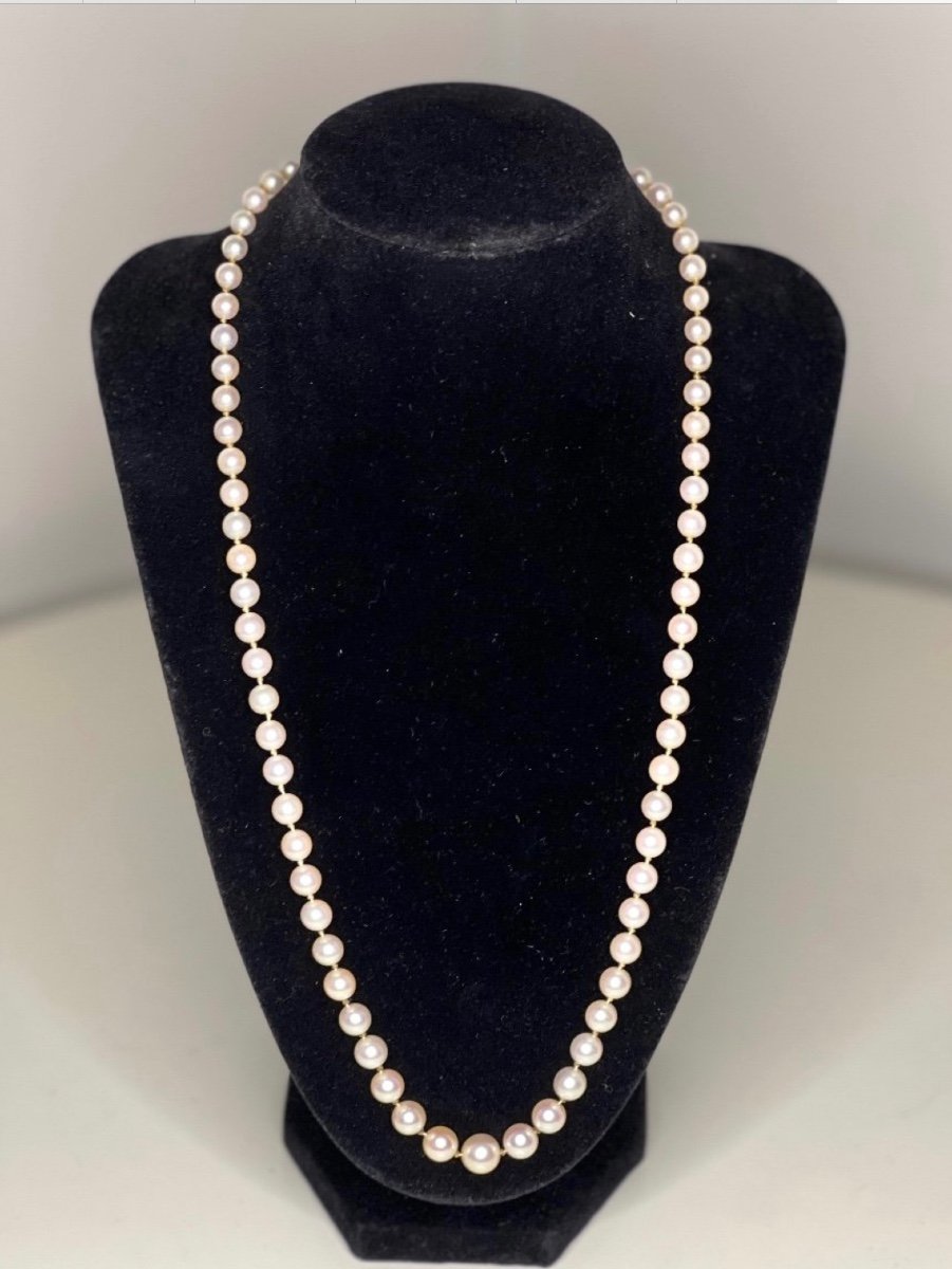 Necklace 73 Cultured Pearls Gold Clasp And Art Deco Pearl 57 Cm