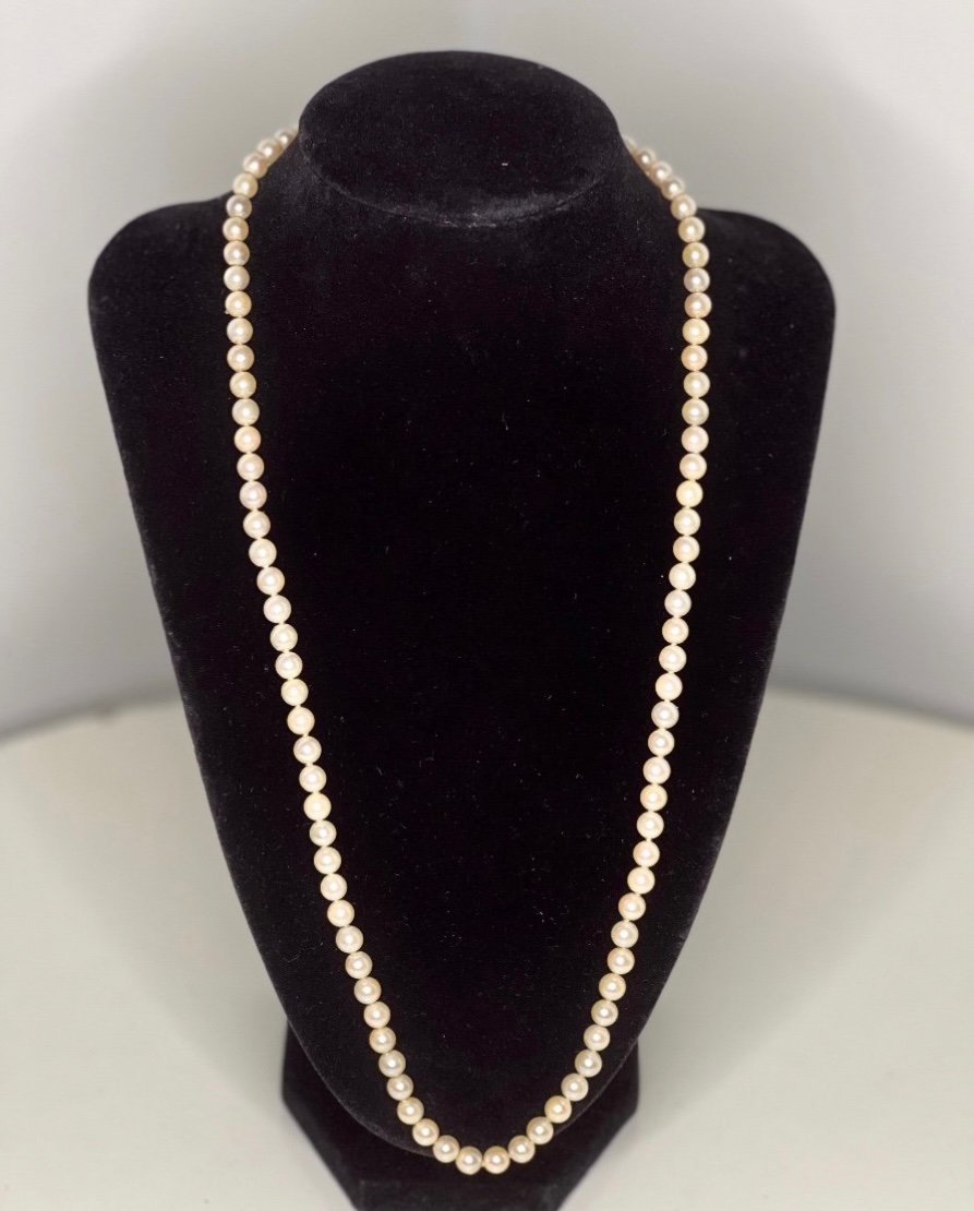 Choker Necklace 96 Akoya Cultured Pearls 18k Gold Clasp 60 Cm-photo-2