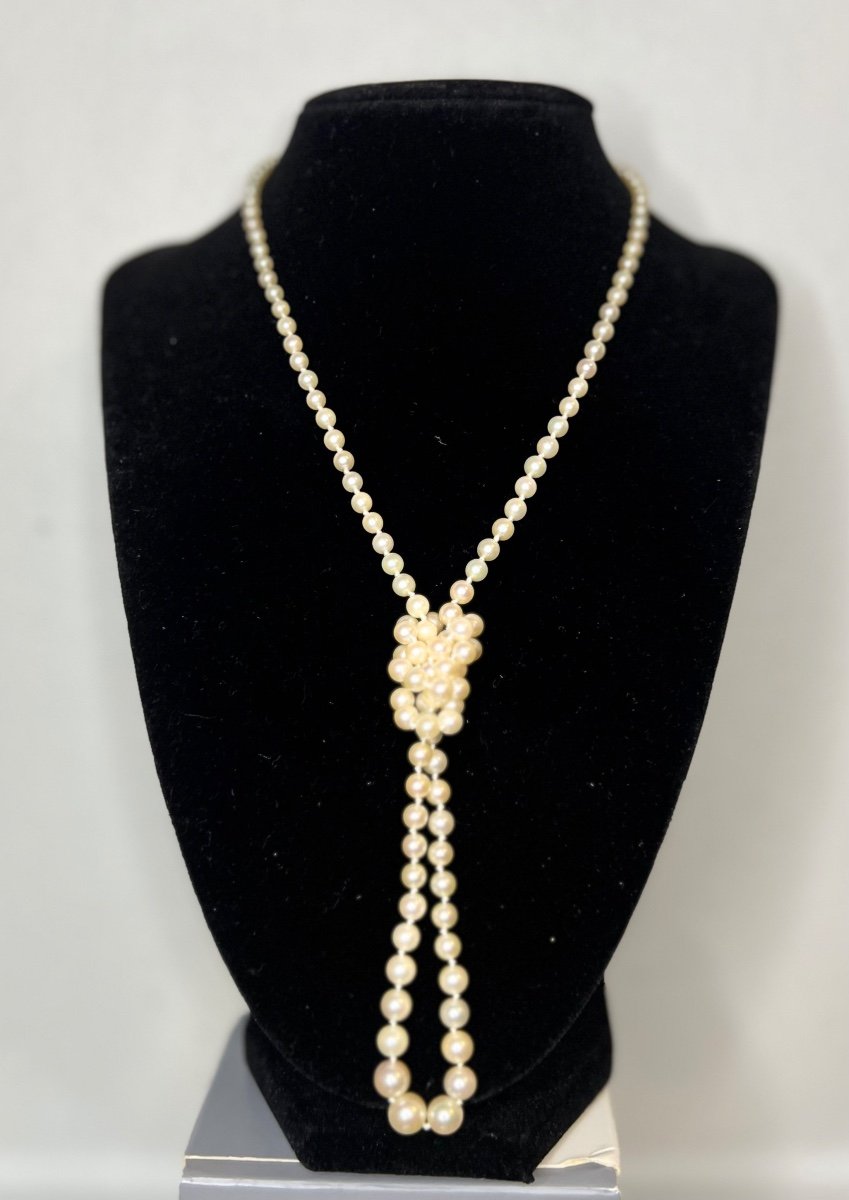 Collier Sautoir 137 Perles De Culture Fermoir Or 18k  75 Cm-photo-3