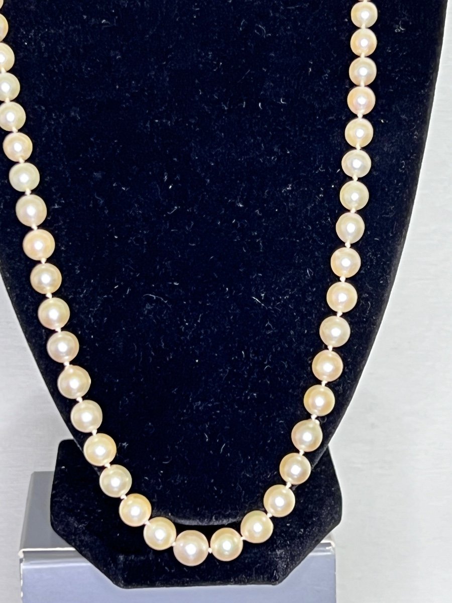 Colliers 69 Perles De Culture Akoya 63 Cm Fermoir Or Et Diamants-photo-2