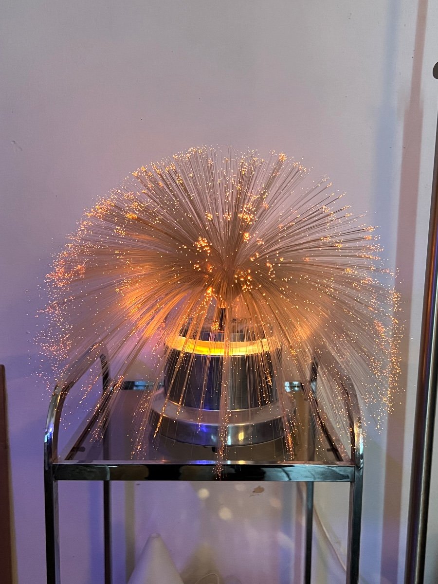 Vintage Yenni 1970s Fiber Optic Glass Lamp Design