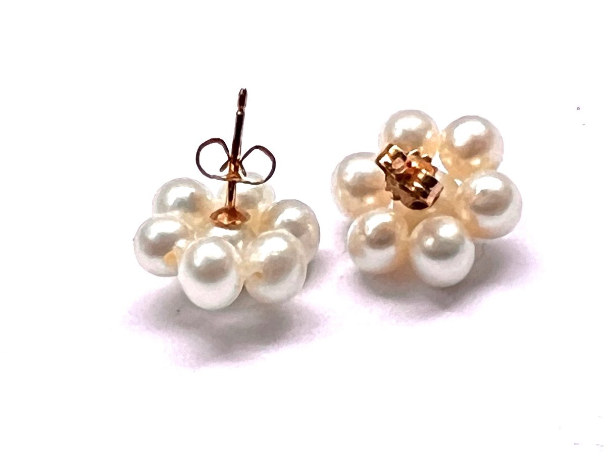 Pair Of 18k Gold And Cultured Pearl Earrings -photo-3