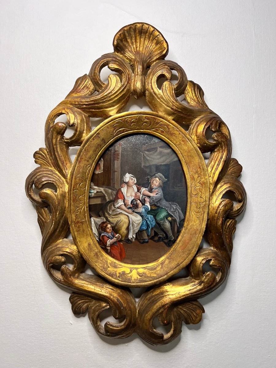 Oil Painting On Copper Painting Frame Italy 18th Century