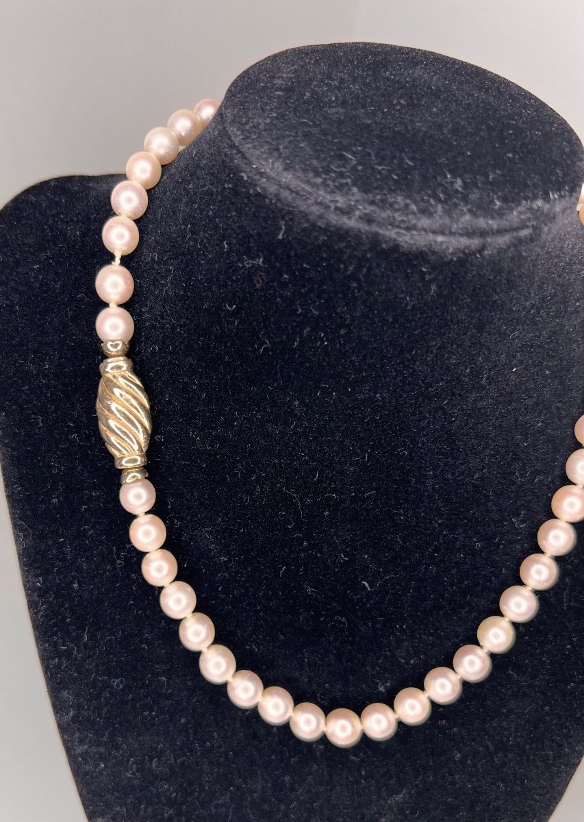 Choker Necklace 47 Akoya Cultured Pearls 18k Gold Clasp 41 Cm-photo-2