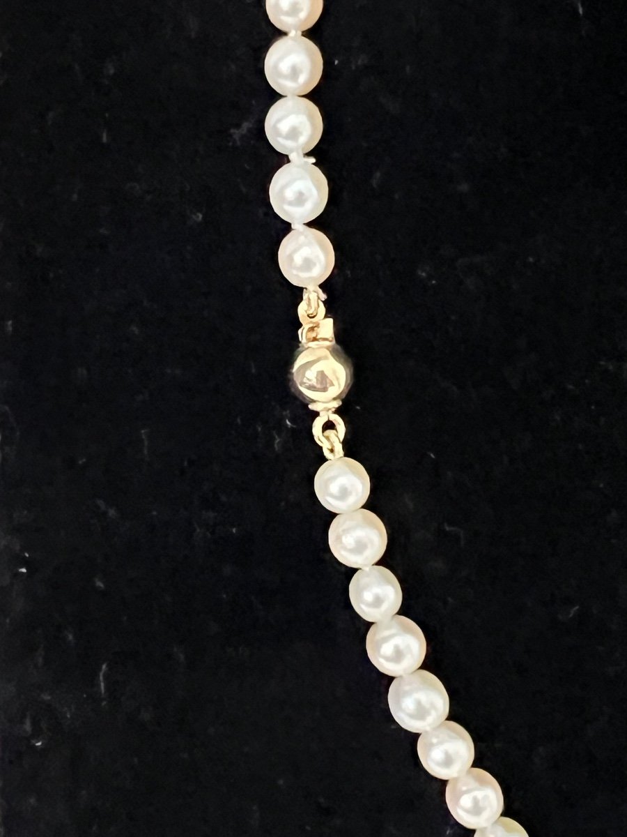 Necklace 69 Akoya Pearls Ball Clasp 18k Gold 41.5 Cm-photo-3