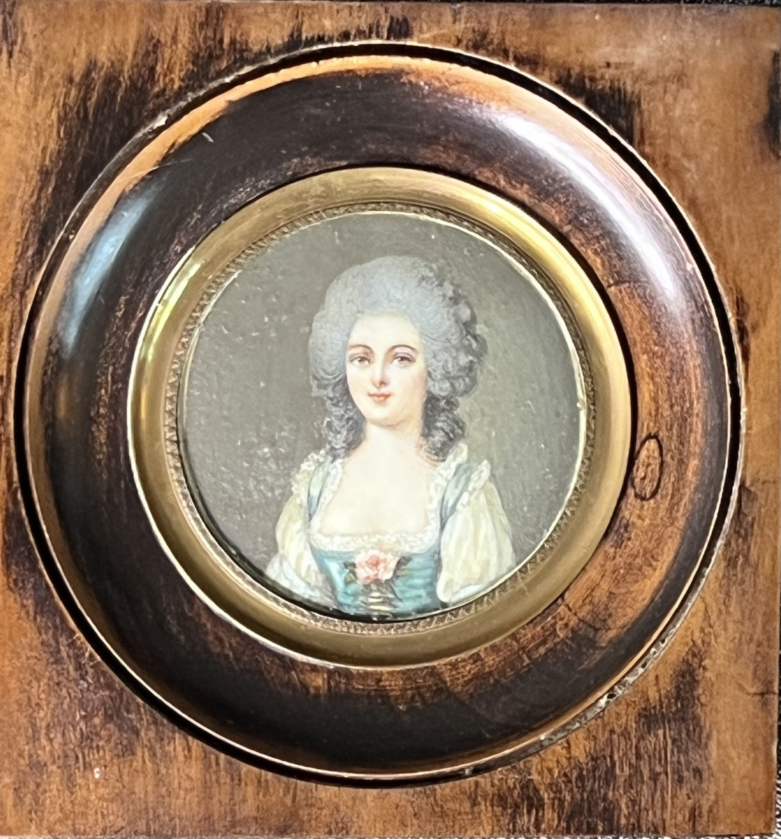 Miniature Portrait Painting Young Woman 19th Century