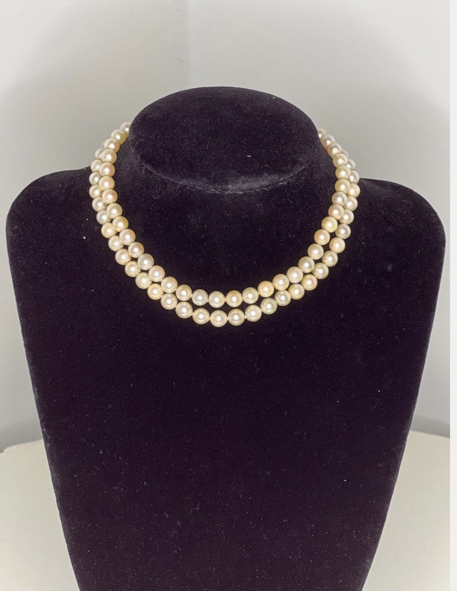 Choker Necklace 96 Akoya Cultured Pearls 18k Gold Clasp 60 Cm-photo-2