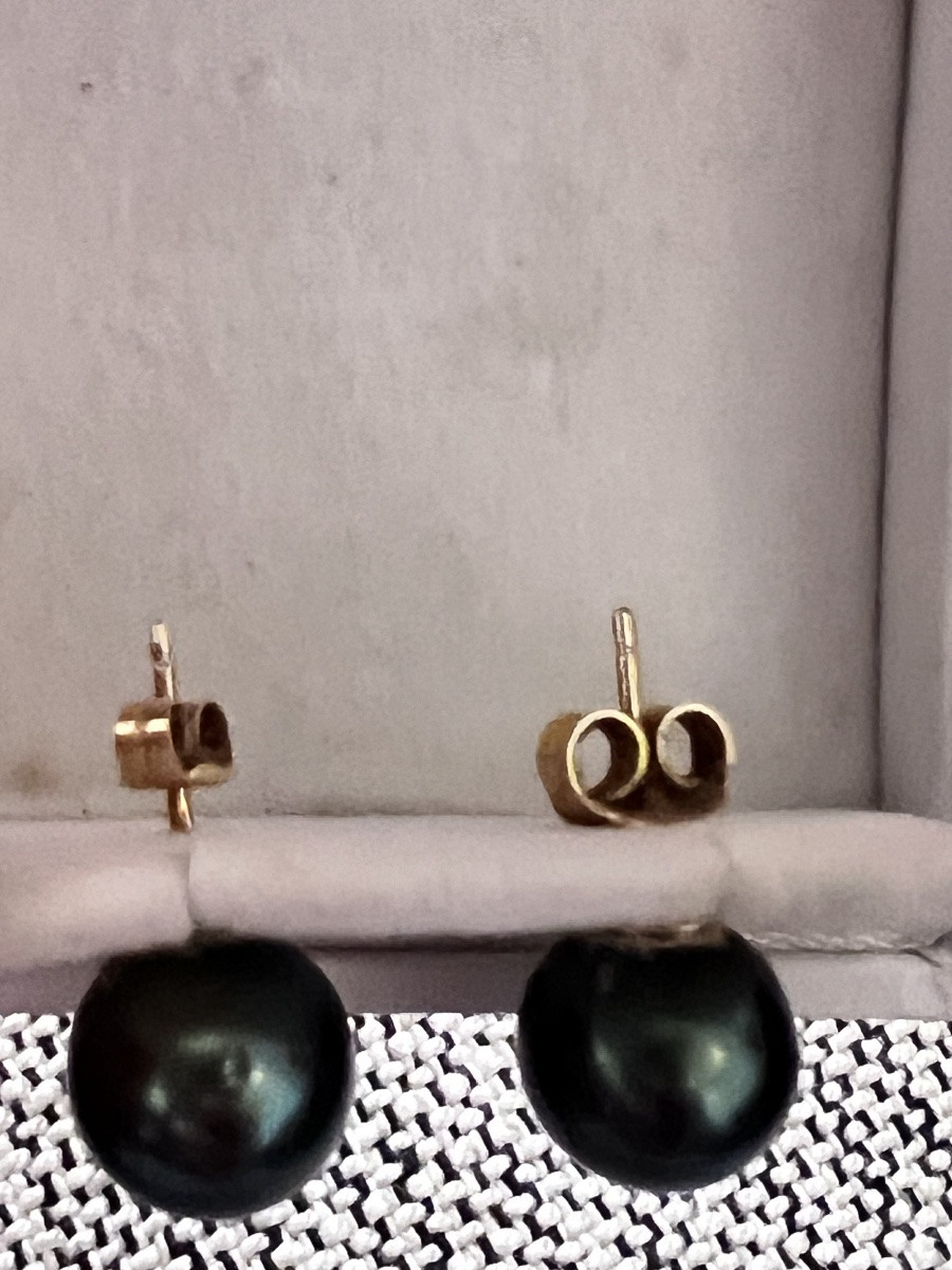 Paire De Boucles D’oreille Perles De Thaiti Monture Or 18k-photo-3