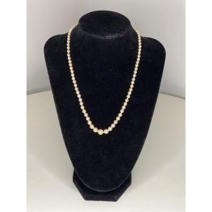 Collier Perles De Culture Akoya Fermoir Platine Et Diamants 43 Cm