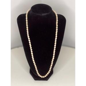 Akoya Cultured Pearl Choker Necklace 18k Gold Clasp 60 Cm
