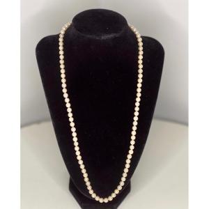 Akoya Cultured Pearl Choker Necklace 18k Gold Clasp 60 Cm