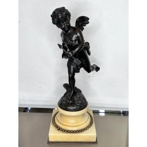 Sujet Sculpture Angelot Amour En Bronze