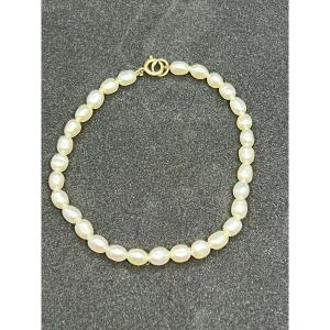 Cultured Pearl Bracelet And 18k Gold Clasp