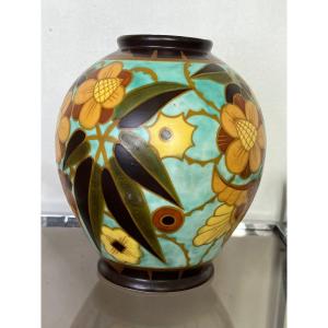 Boch Keramis Catteau Art Deco Faience Vase