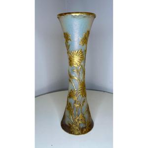 Grand Vase Diabolo Pâte De Verre Daum 19 Eme Siècle