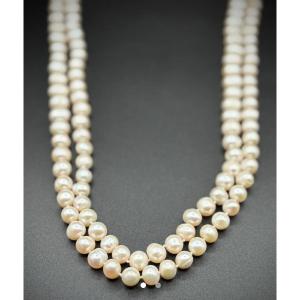 Large Necklace 145 Cultured Pearls Approximately 120 Cm