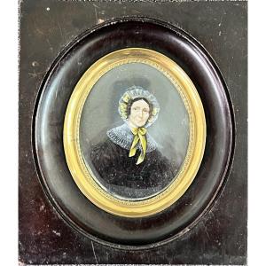 Miniature Portrait Of A Woman, 19th Century