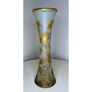 Grand Vase Diabolo Pâte De Verre Daum 19 Eme Siècle