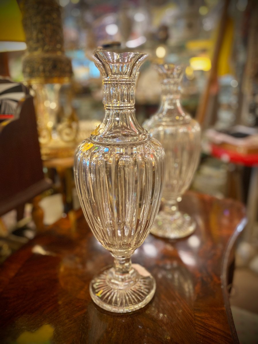 Pair Of Baccarat Vases, Signed Au Vase Etrusque Paris-photo-2