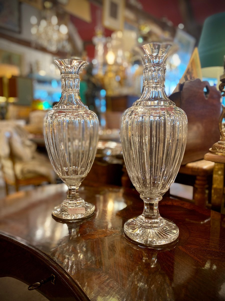 Pair Of Baccarat Vases, Signed Au Vase Etrusque Paris-photo-3