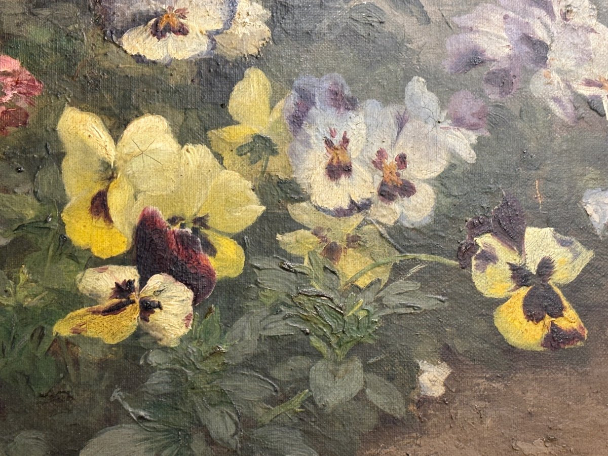 Achille Cesbron 1849 - 1913 : Bouquet De Fleurs Sur Toile. 85 X 70cm-photo-1