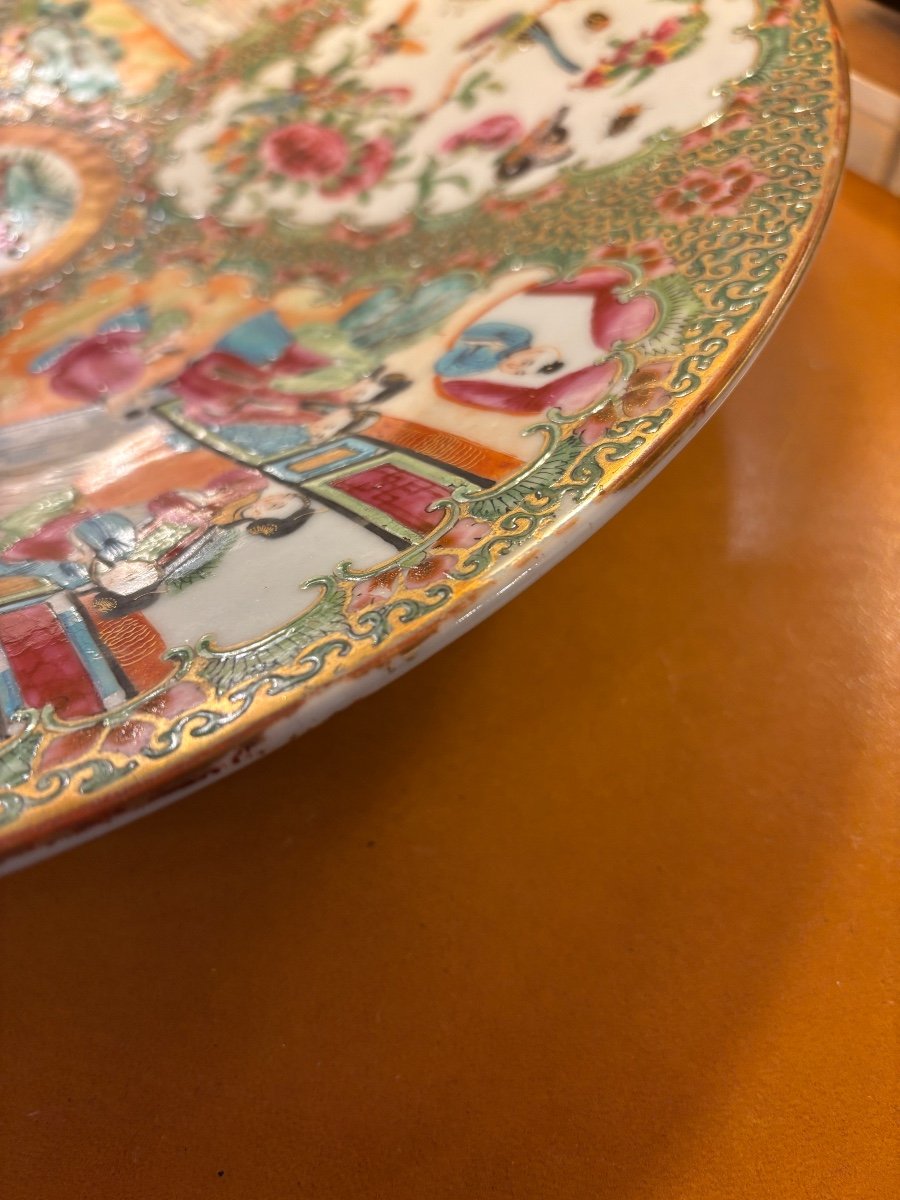  CHINE Grand plat en porcelaine de Canton 38cm époque XIXe Très bon état-photo-3