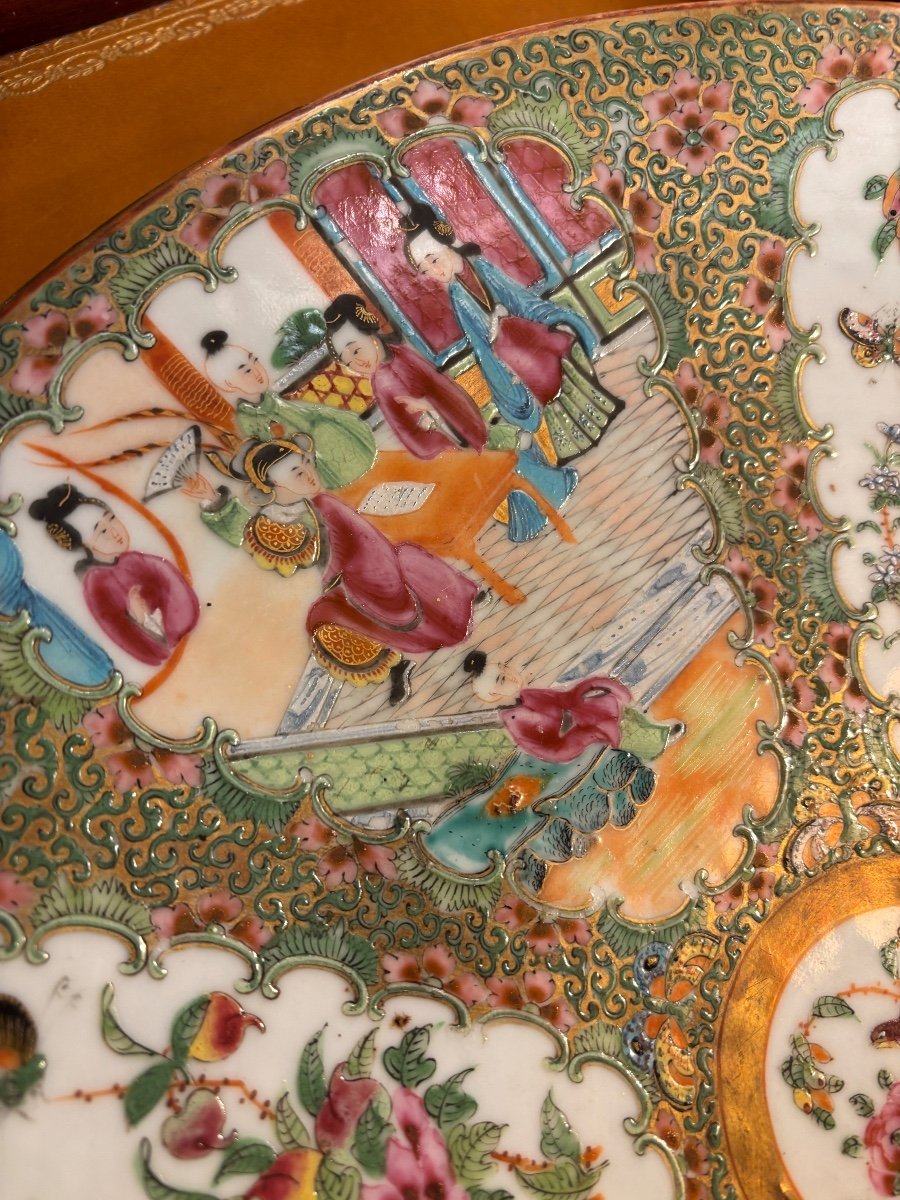  CHINE Grand plat en porcelaine de Canton 38cm époque XIXe Très bon état-photo-4