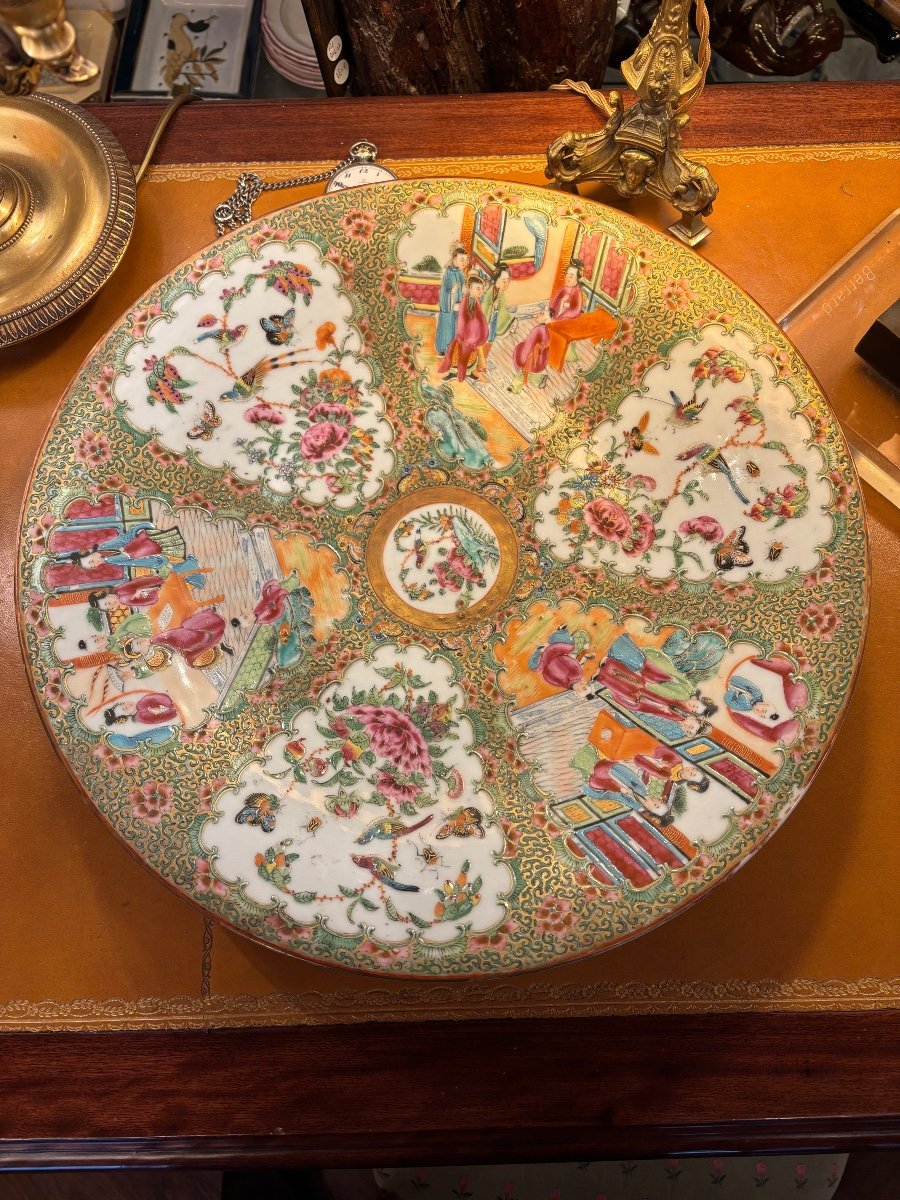  CHINE Grand plat en porcelaine de Canton 38cm époque XIXe Très bon état