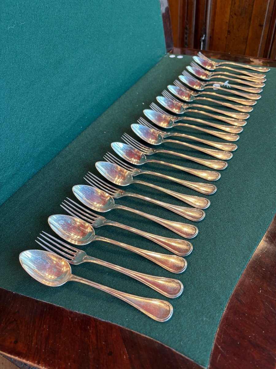 12 Cutlery For Entremets, Dessert, Solid Silver Minerva-photo-2