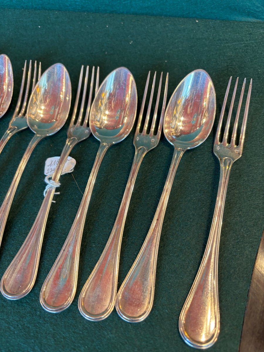 12 Cutlery For Entremets, Dessert, Solid Silver Minerva-photo-3