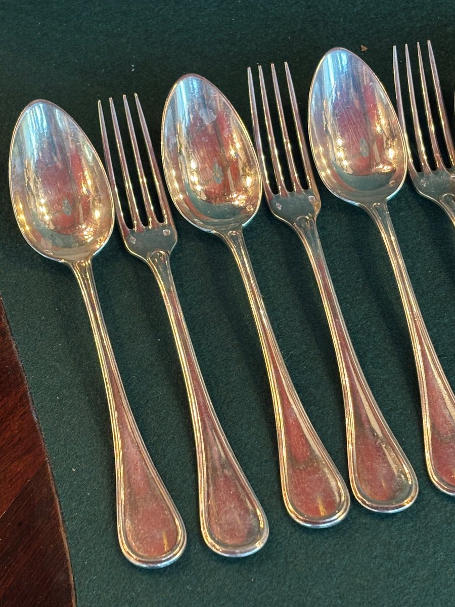 12 Cutlery For Entremets, Dessert, Solid Silver Minerva