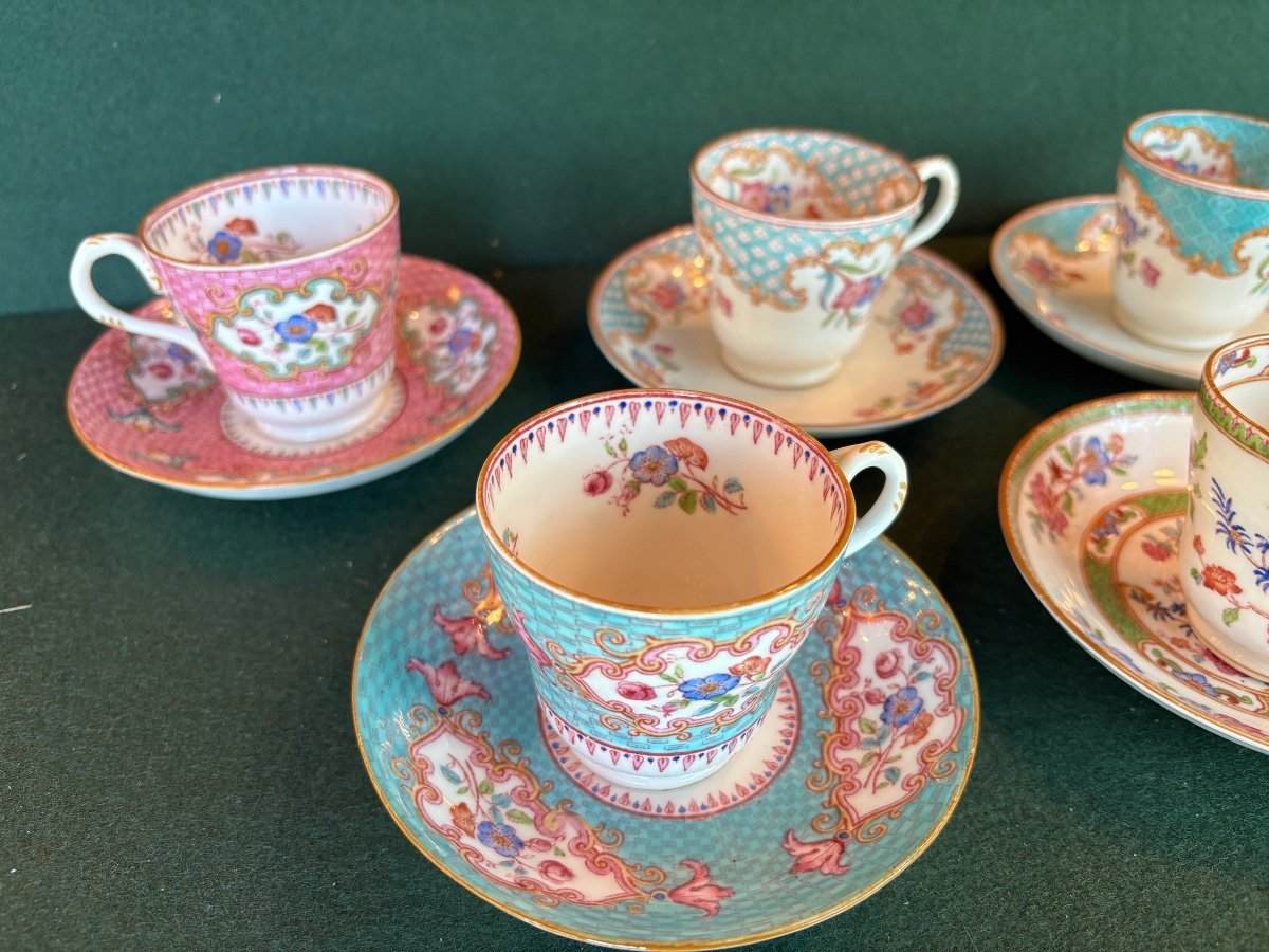 Minton And Cauldon Set Of 6  Bone China Coffee Cups-photo-2