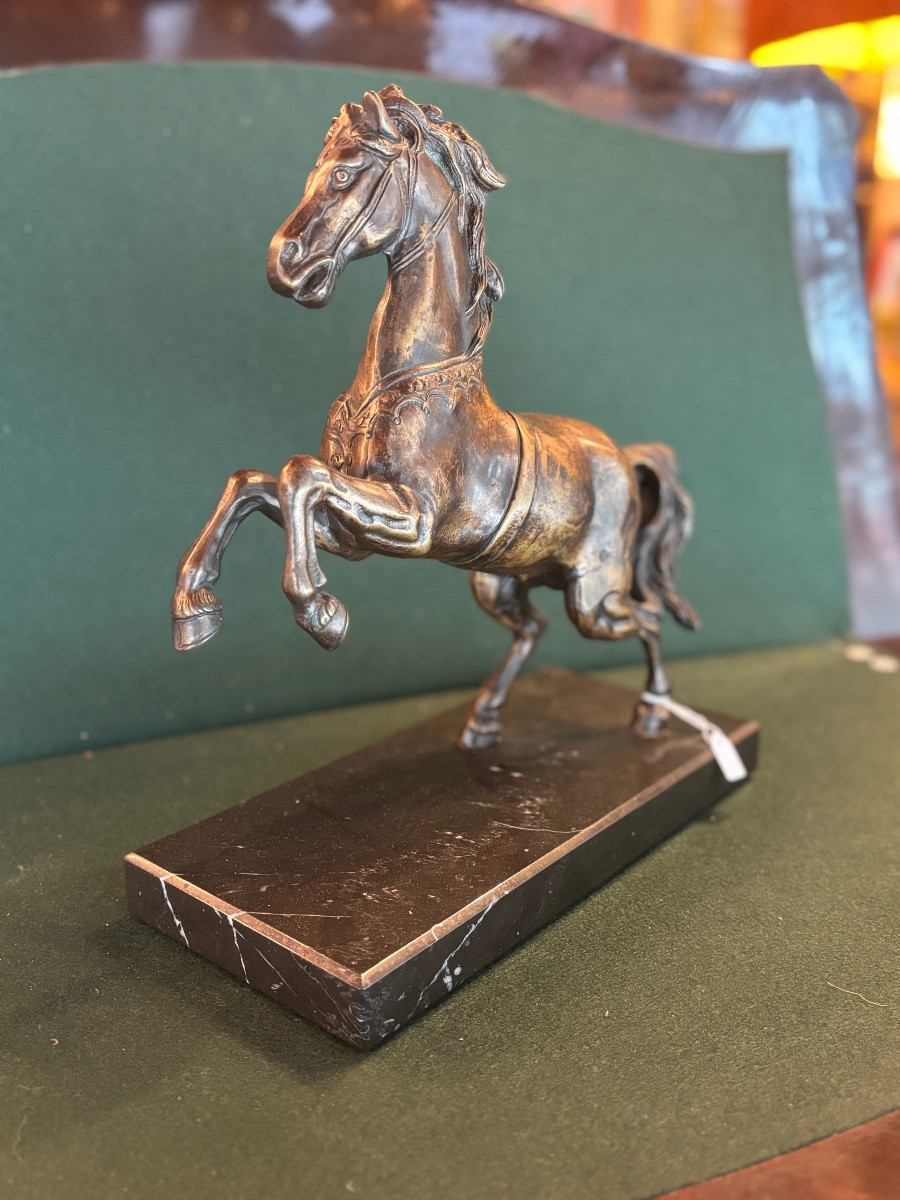 Cheval En Bronze Sur Socle En Marbre Ht 30cm