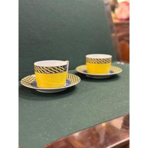 Pair Of Christofle Pergola Model Breakfast Cups