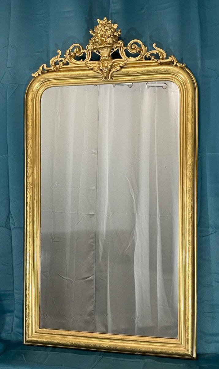Large Antique Mirror H 158 X 86cm Louis Philippe Period-photo-2