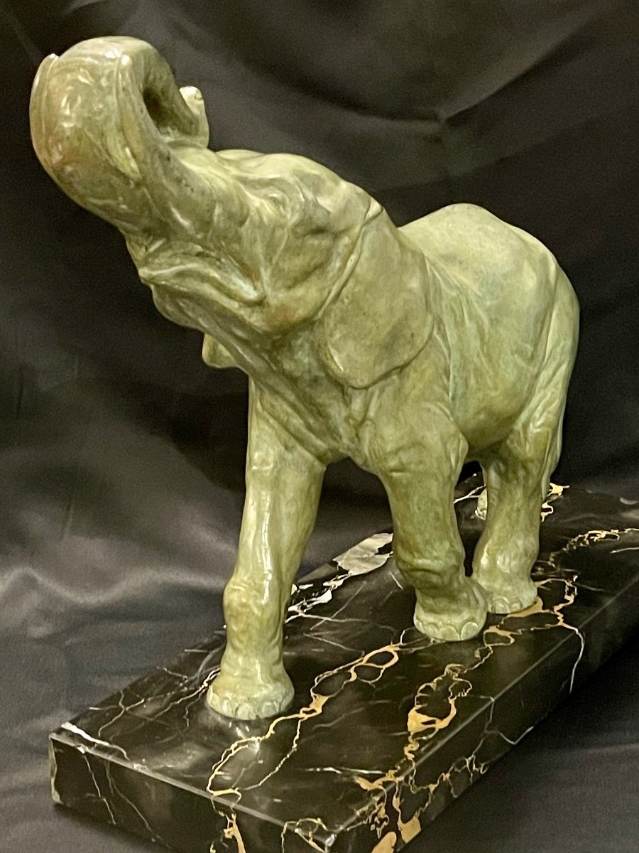 Important Bronze Animal Elephant Length 48 Cm Signed Deslin-photo-4