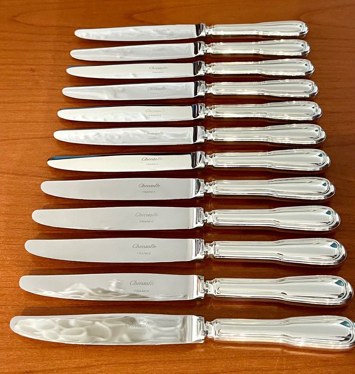 Christofle Chinon Filet 12 Couteaux De Table Très Bon état -photo-3