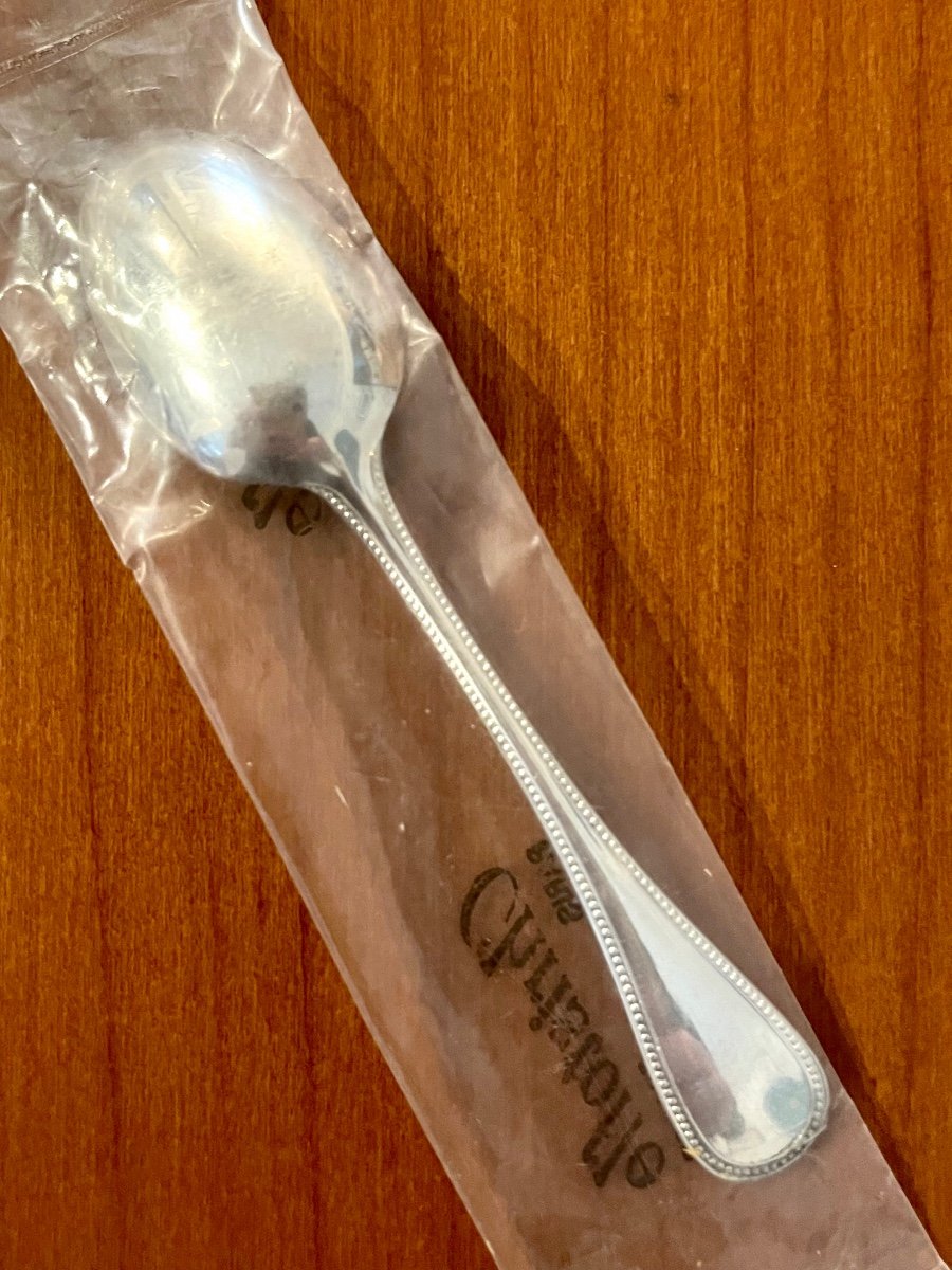 Christofle Perles 12 New Moka Coffee Spoons In Sealed Blister-photo-4