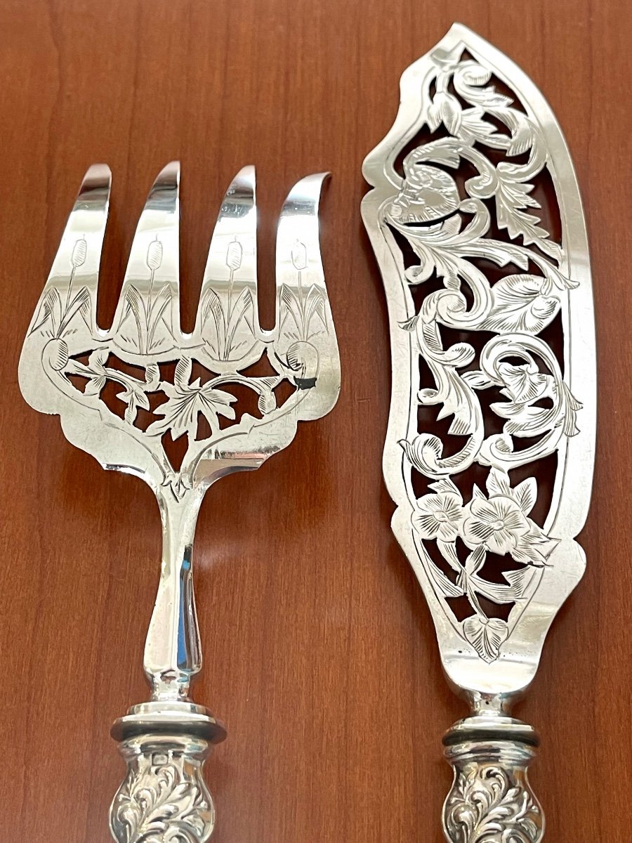 Art Nouveau Period Silver Fish Service Cutlery -photo-3