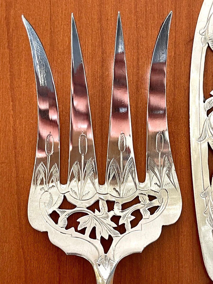 Art Nouveau Period Silver Fish Service Cutlery -photo-7