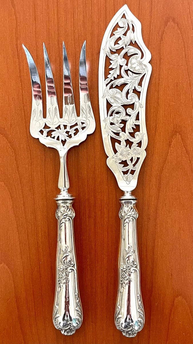 Art Nouveau Period Silver Fish Service Cutlery 