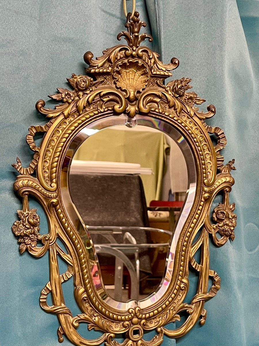 Miroir En Bronze époque Napoléon III Haut 52,5 X 33 -photo-2