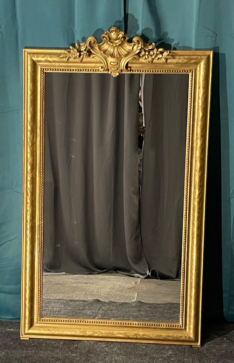 Antique Mirror 140x82.5 Cm From The 19th Century Louis Philippe, Floral Decor, Very Good Condition -photo-2