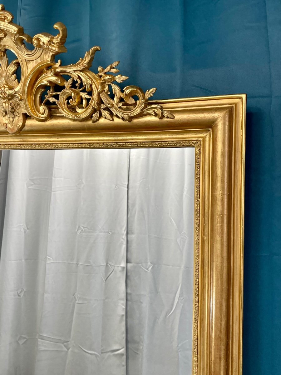 Large Louis Philippe Mirror With High Fronton 196 Cm C 112 Cm -photo-4