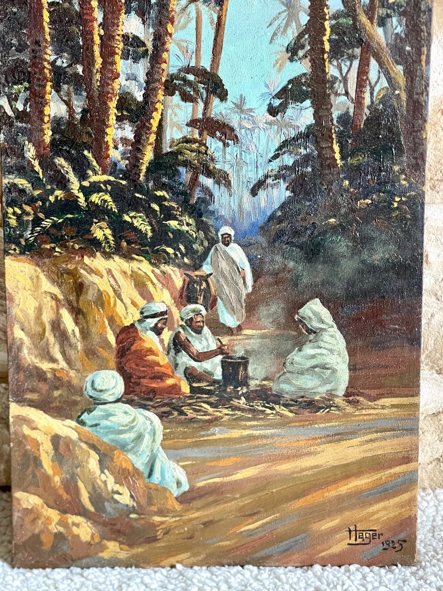 Pair Of Paintings, Orientalist Paintings Signed Hager 1925 -photo-2