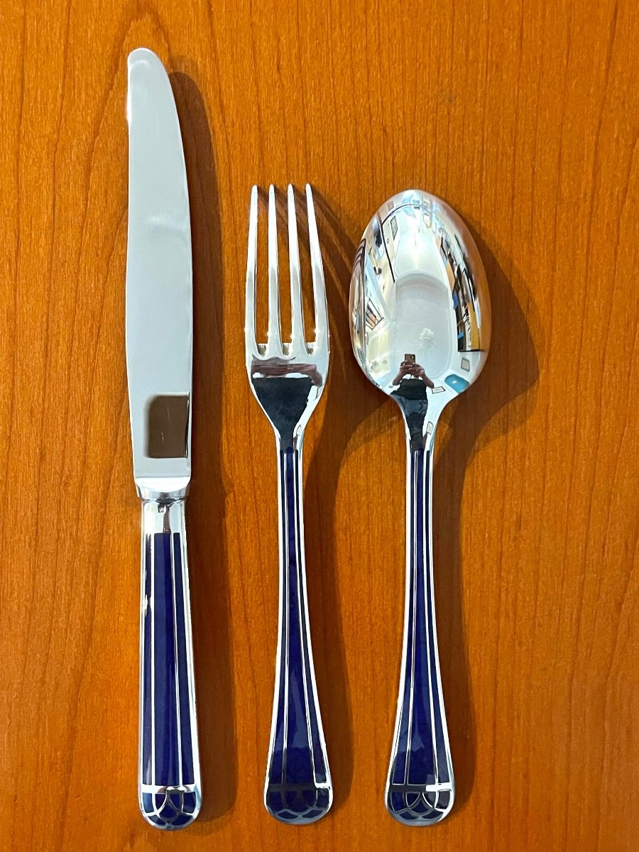 Christofle Talisman Bleu Lot Ou à L’unité couteau fourchette cuillère -photo-1