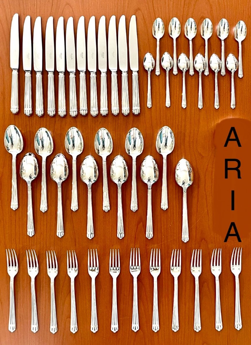 Christofle Aria, Housewife 48 Pieces, Excellent Condition 12 People -photo-3